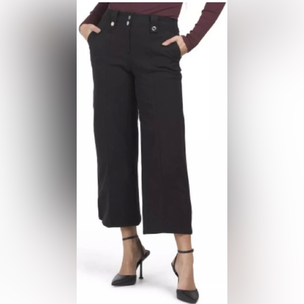 Derek Lam 10 Crosby Womens SZ 8 Wide Leg Black Sailor Delos Crop Denim Pants